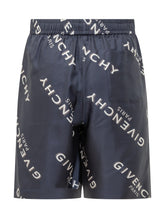 Givenchy Blue Silk Shorts with Logo - EXTRA EXCLUSIVE MAN | $store$