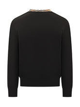 Maglia Girocollo Nera con Dettaglio Check Burberry - Burberry | $store$