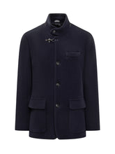 Fay Blue Jacket with Mandarin Collar and Hook - Fall/Winter 25 | $store$