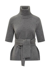 Short-Sleeve Grey Sweater with Belt by Lanvin - Fall/Winter 25 | $store$