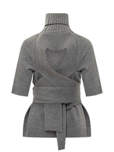 Short-Sleeve Grey Sweater with Belt by Lanvin - Fall/Winter 25 | $store$