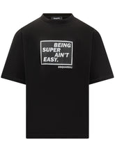 Dsquared2 T-Shirt Nera con Stampa Being Super Ain t Easy - Dsquared2 | $store$