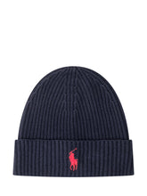 Polo Ralph Lauren Blue Wool Beanie with Logo - COLLEZIONE TEAM EC | $store$