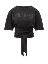 T-shirt Nera con Logo e Nodo DSquared2 - Donna | $store$