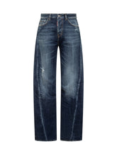 Dsquared2 Jeans a Gamba Larga in Denim Blu Effetto Vintage - Donna | $store$