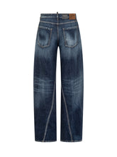 Dsquared2 Jeans a Gamba Larga in Denim Blu Effetto Vintage - Donna | $store$