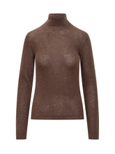 Fabiana Filippi Brown Turtleneck with Shiny Details - COLLEZIONE TEAM EC | $store$