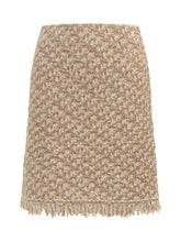 Beige Bouclé Mini Skirt with Fringes by Fabiana Filippi - EXTRA EXCLUSIVE WOMAN | $store$