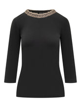 Black T-Shirt with Embroidered by Fabiana Filippi - EXTRA EXCLUSIVE WOMAN | $store$