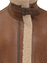 Giacca Aviator Bully in Pelle Marrone con Shearling - Bully | $store$