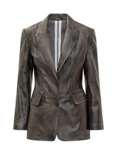 Sword Black Vintage Leather Blazer - Fall/Winter 25 | $store$