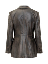 Sword Black Vintage Leather Blazer - Fall/Winter 25 | $store$