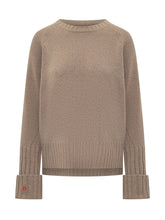 Tory Burch Beige Wool Sweater with Embroidered Logo - EXTRA EXCLUSIVE WOMAN | $store$