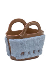 Marni Borsa Tote in Pelliccia Azzurra e Pelle Marrone - Donna | $store$