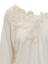 Exterior Ivory One-Shoulder Sweater with Lace Embroidery - Exterior | $store$