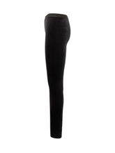 Versace Black Velvet Leggings with Logo - COLLEZIONE TEAM EC | $store$