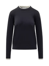 Maglia Alpha Studio Blu Girocollo con Profili a Contrasto - Alpha Studio | $store$