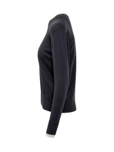 Maglia Alpha Studio Blu Girocollo con Profili a Contrasto - Alpha Studio | $store$