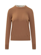 Maglia Alpha Studio Cammello con Colletto a Contrasto - Alpha Studio | $store$