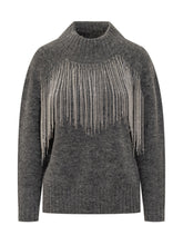 Maglione Alpha Studio Grigio con Frange Gioiello - Alpha Studio | $store$