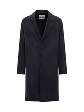 Amaranto Blue Wool Coat with Buttons - Amaranto | $store$