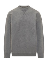 Amaranto Grey Crewneck Sweater with X Detail - Amaranto | $store$