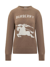 Maglione Burberry Marrone con Logo Cavaliere - Burberry | $store$