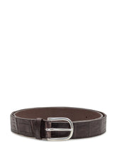 Orciani Cintura in Pelle Marrone Effetto Coccodrillo - EXTRA EXCLUSIVE MAN | $store$