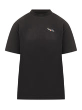 Off-White T-Shirt Nera con Mini Logo Floreale Ricamato - COLLEZIONE TEAM EC | $store$