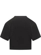 T-Shirt Crop Off-White Nera con Logo Bianco - Abbigliamento Donna | $store$