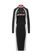Off-White Abito Midi Nero con Zip e Logo - COLLEZIONE TEAM EC | $store$
