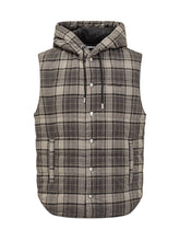 Off-White Checked Padded Vest with Hood - EXTRA EXCLUSIVE MAN | $store$