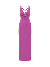 Solace London Fuchsia Long Dress With Crossed Straps - Fall/Winter 25 | $store$