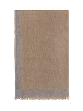 D'Aniello Beige and Grey Scarf with Fringes - COLLEZIONE TEAM EC | $store$
