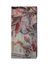 D'Aniello Scarf with Red and Grey Leaves - COLLEZIONE TEAM EC | $store$
