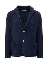 Giacca Albarena in Maglia Blu con Motivo Spigato - Albarena | $store$