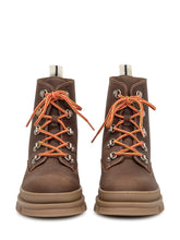 Palm Angels Kids Brown Boots with Orange Laces - Fall/Winter 25 | $store$