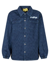Off-White Denim Shirt with Printed Logo - EXTRA EXCLUSIVE KIDS | $store$