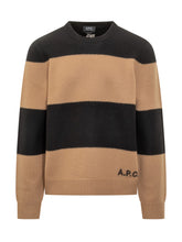 A.P.C. Black and Beige Striped Sweater with Logo - Apc | $store$