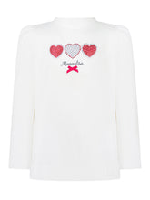 Monnalisa White Top with Hearts and Bow - EXTRA EXCLUSIVE KIDS | $store$