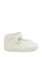 Monnalisa White Velvet Baby Shoes with Jewel Button - EXTRA EXCLUSIVE KIDS | $store$