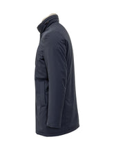 Esterno Blue Technical Fabric Coat with Ribbed Inner Collar - EXTRA EXCLUSIVE MAN | $store$