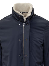 Esterno Blue Technical Fabric Coat with Ribbed Inner Collar - EXTRA EXCLUSIVE MAN | $store$