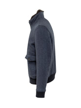 Esterno Blue Cashemere Jacket with Shearling Collar - EXTRA EXCLUSIVE MAN | $store$