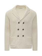 Lorenzoni Ivory Double-Breasted Wool Cardigan - COLLEZIONE TEAM EC | $store$