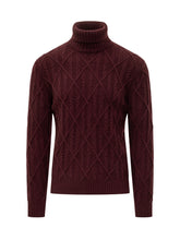 Lorenzoni Burgundy Cable-Knit Turtleneck - COLLEZIONE TEAM EC | $store$