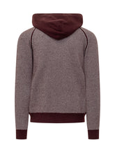 Lorenzoni Two-Tone Wool Zip Hoodie in Burgundy - COLLEZIONE TEAM EC | $store$