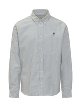 Contrasted ADC Classic Striped Shirt with Button Down Collar and Logo - Ami Alexandre Mattiussi | $store$