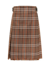 Checked Midi Skirt with Frayed Hem - Burberry | $store$
