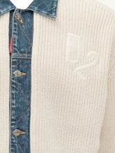 Cardigan in Maglia con Colletto In Denim e Bottoni - Abbigliamento Uomo | $store$